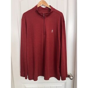 IZOD Golf Mens XXL Full Zip Burgundy Textured Stretch Long Sleeve Pullover